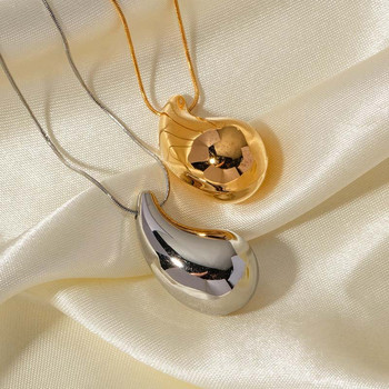 Κρεμαστό κολιέ vintage χρυσό χρώμα σταγόνα νερού για γυναίκες Μόδα μεταλλικό γυαλιστερό κολιέ κοσμήματα με χοντρή αλυσίδα Δώρο 2024