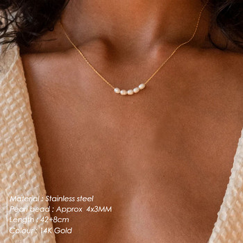 eManco Hot Simple 5 Create Pearls Choker Κολιέ Γαμήλια Νύφη Κοσμήματα Γυναικεία Χρυσό Χρώμα Τσόκερ Κολιέ Δώρο για Γυναίκα