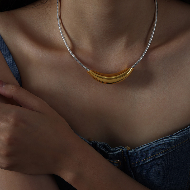 Mood roostevabast terasest ümmargune kaelakee naiste kullatud kaelakee punk-tarvikud Luksuslikud ehted tüdruksõbrale kingituste hulgimüük