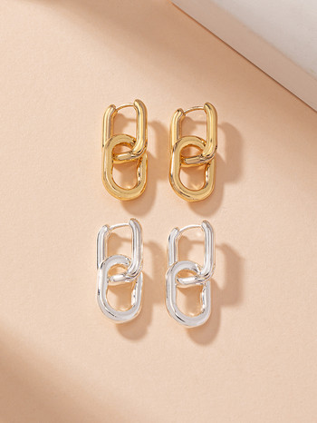 Модни златни геометрични квадратни обеци с халки за жени Huggie пънк хип-хоп метални кръгли кръгли парти бижута