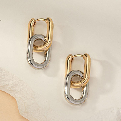 Модни златни геометрични квадратни обеци с халки за жени Huggie пънк хип-хоп метални кръгли кръгли парти бижута