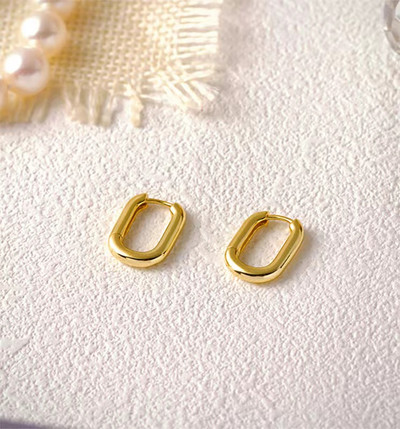 Μόδα χρυσό χρώμα Σκουλαρίκια με γεωμετρικό τετράγωνο κρίκο για γυναίκες Huggie Punk Hip-Hop Metal Κοσμήματα πάρτι με στρογγυλό κύκλο