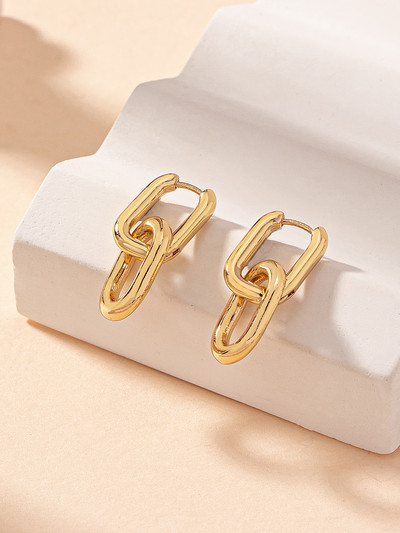 Μόδα χρυσό χρώμα Σκουλαρίκια με γεωμετρικό τετράγωνο κρίκο για γυναίκες Huggie Punk Hip-Hop Metal Κοσμήματα πάρτι με στρογγυλό κύκλο