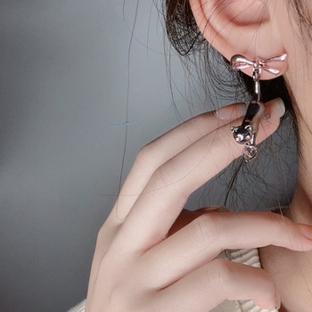 Γυναικεία σκουλαρίκια με φιόγκο με ροζ καρδιές μαύρης γάτας Sweet Creative Fun Y2k Aesthetics Dangle Earrings 2023 Trend κοσμήματα