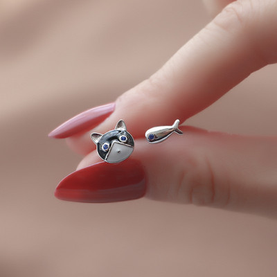 Black Cat Pink Heart Rhinestone Bow Drop Auskari Sievietēm Saldi Radoši Jautri Y2k Estētika Dangle Auskari 2023 Trend Jewelry