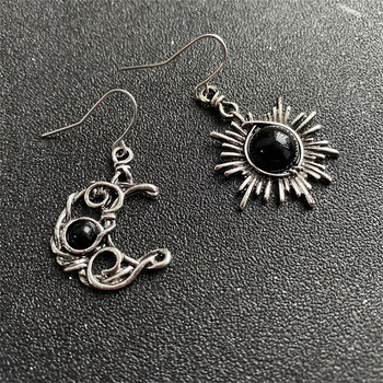 Модни бохемски обеци Слънце и Луна Сребърен цвят Кръгли кристални капкови обеци Дамски женски бохо бижута Подарък за нея