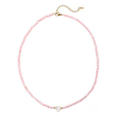 ZMZY Уникален корейски стил Girls Pink Shell Choker Малки мъниста Верига Естествена черупка Сърце Висулка Колие Бижута