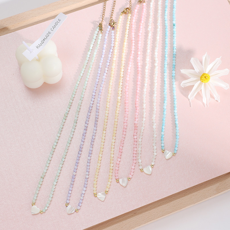 ZMZY Unikaalne Korea stiilis Tüdrukute Roosa Shell Choker Väike helmestega kett Natural Shell Südame ripats Kaelakee Ehted