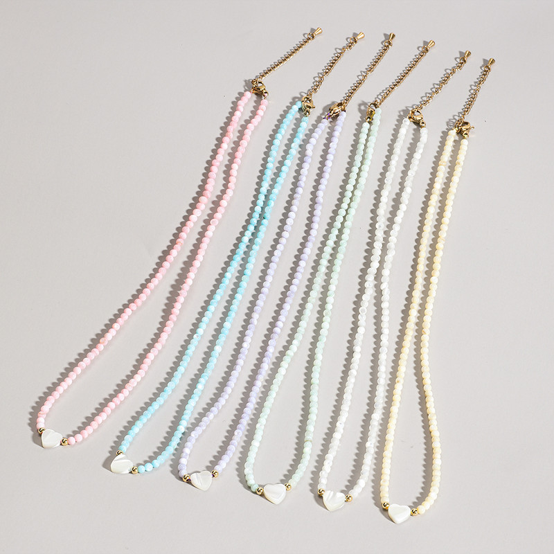 ZMZY Unikaalne Korea stiilis Tüdrukute Roosa Shell Choker Väike helmestega kett Natural Shell Südame ripats Kaelakee Ehted