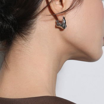 Ακανόνιστα πλισέ σκουλαρίκια λάβα για γυναίκες Ρετρό γαλλικά σκουλαρίκια Σχεδιασμός απλή ιδιοσυγκρασία Δώρο κοσμήματα Senior Fashion