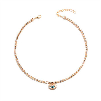 LXY-W Boho Fashion Χρυσό κολιέ με απλή κρυστάλλινη αλυσίδα για τα μάτια για γυναίκες Vintage γυναικεία κοσμήματα τσόκερ δώρο χονδρικής
