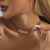 Modes krāsas dabīgā akmens kaklarota, vienkārša un daudzpusīga sievietēm Sieviešu banketu dāvanu rotaslietas vairumtirdzniecība tiešā pārdošana