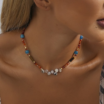 Κολιέ από φυσική πέτρα χρώμα μόδας Απλό και ευέλικτο για γυναίκες Γυναικείο δώρο συμποσίου κοσμήματα Χονδρική Άμεση πώληση
