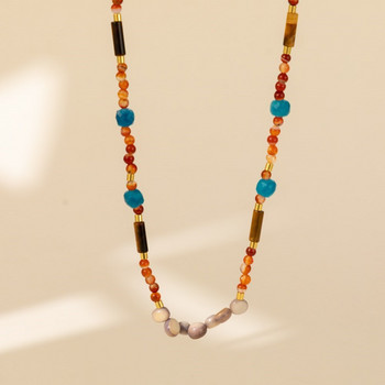Κολιέ από φυσική πέτρα χρώμα μόδας Απλό και ευέλικτο για γυναίκες Γυναικείο δώρο συμποσίου κοσμήματα Χονδρική Άμεση πώληση