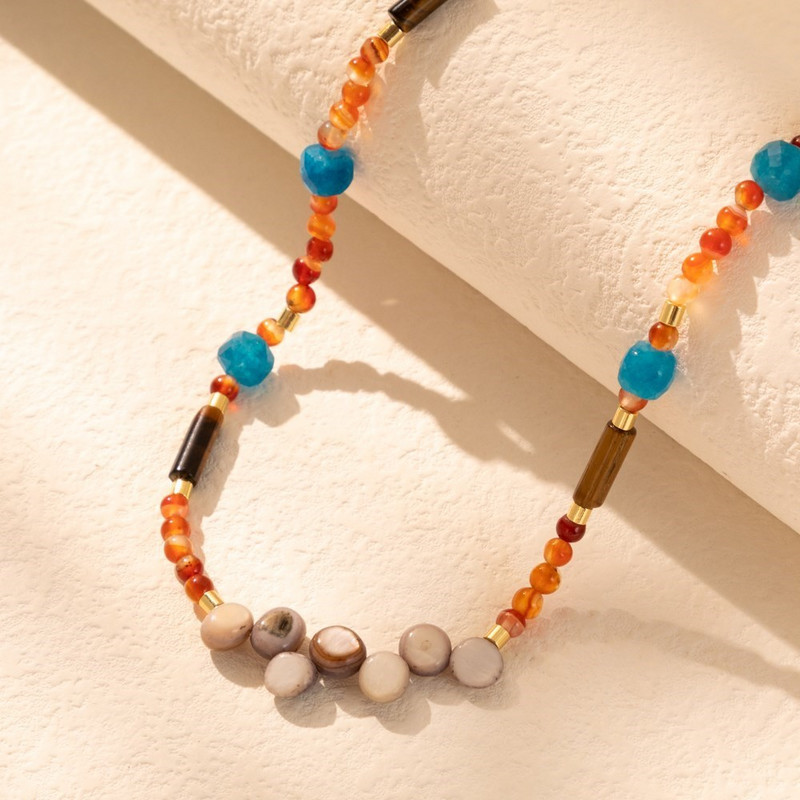 Modes krāsas dabīgā akmens kaklarota, vienkārša un daudzpusīga sievietēm Sieviešu banketu dāvanu rotaslietas vairumtirdzniecība tiešā pārdošana