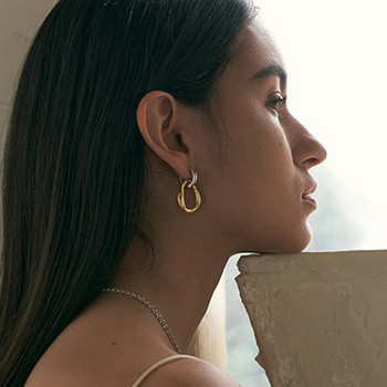 XIALUOKE Vintage μεταλλικά ακανόνιστα σκουλαρίκια διπλού χρώματος για γυναίκες που μπορούν να διαχωριστούν φορώντας σκουλαρίκια Κοσμήματα