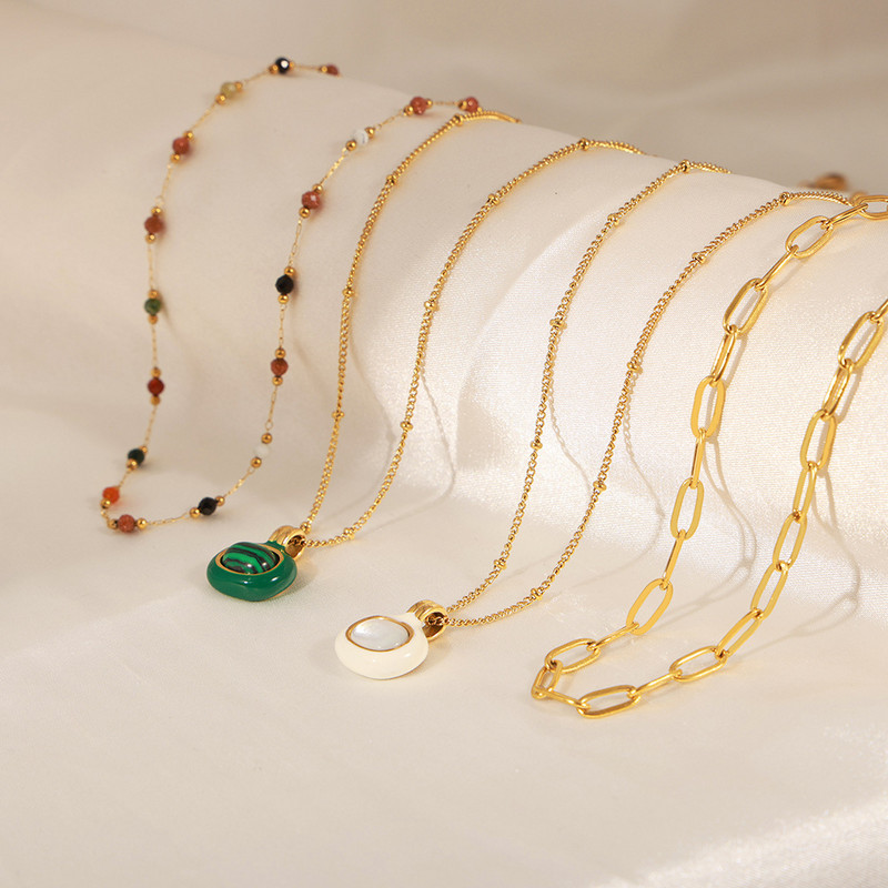 Looduslikust kivist Spacer helmestega kaelakee, naiste kaelakee kaelakee, käsitsi valmistatud ehtepidu, uus trend, moodne pärlikarpidega kaelakee naistele