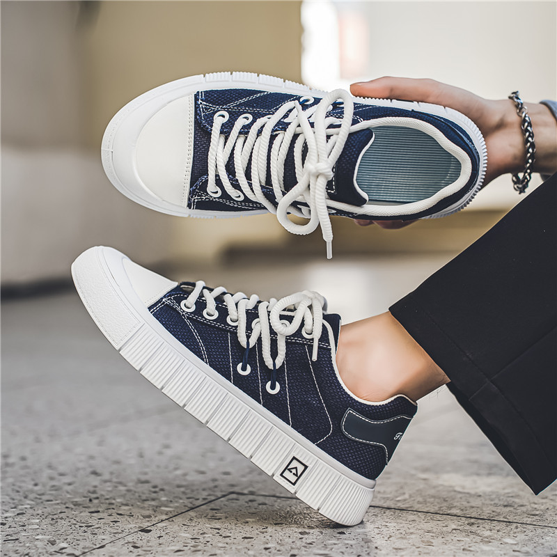 Vīriešu skeitborda apavi Audekls ar biezu dibenu platformas apavi Ērti elpojoši vulkanizēti apavi ikdienas sporta apavi Studentu apavi