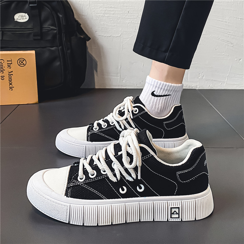 Vīriešu skeitborda apavi Audekls ar biezu dibenu platformas apavi Ērti elpojoši vulkanizēti apavi ikdienas sporta apavi Studentu apavi