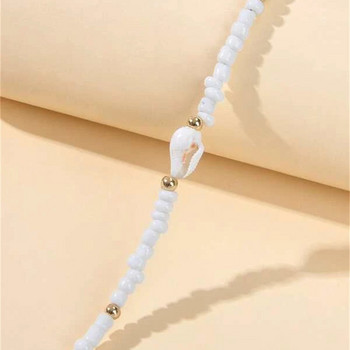 Boho Fashion Κρεμαστό κολιέ με κοχύλι με κοχύλι με λευκή χάντρα για γυναίκες Vintage κοσμήματα δώρου φίλης σε εθνικό στυλ για γυναίκες