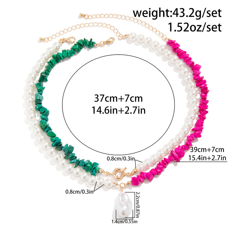 Lacteo Fashion Looduslikust kivist Ebaregulaarsed Helmed Strand Choker naistele Imitatsioonpärlitest ripats Kaelakee Ehted Krae pidu Uus