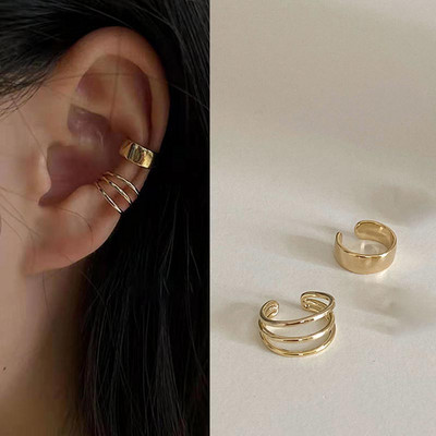 Hõbeda värvi lehtede klambriga kõrvarõngad naistele meestele Creative Simple C-kõrvamanseti mitteläbistav kõrvaklambrikomplekt Trend ehtekink