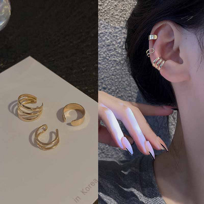 Hõbeda värvi lehtede klambriga kõrvarõngad naistele meestele Creative Simple C-kõrvamanseti mitteläbistav kõrvaklambrikomplekt Trend ehtekink