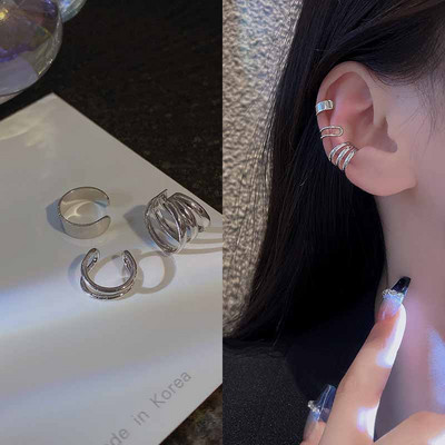 Hõbeda värvi lehtede klambriga kõrvarõngad naistele meestele Creative Simple C-kõrvamanseti mitteläbistav kõrvaklambrikomplekt Trend ehtekink