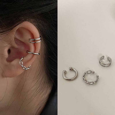 Hõbeda värvi lehtede klambriga kõrvarõngad naistele meestele Creative Simple C-kõrvamanseti mitteläbistav kõrvaklambrikomplekt Trend ehtekink