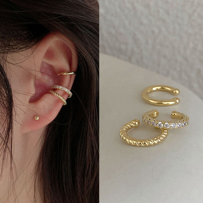 Hõbeda värvi lehtede klambriga kõrvarõngad naistele meestele Creative Simple C-kõrvamanseti mitteläbistav kõrvaklambrikomplekt Trend ehtekink