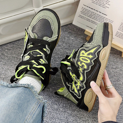 Мъжки дизайнерски обувки Маркови масивни маратонки Двуцветни ежедневни обувки с връзки за мъже Студентска мода Вулканизирани Zapatillas Hombre