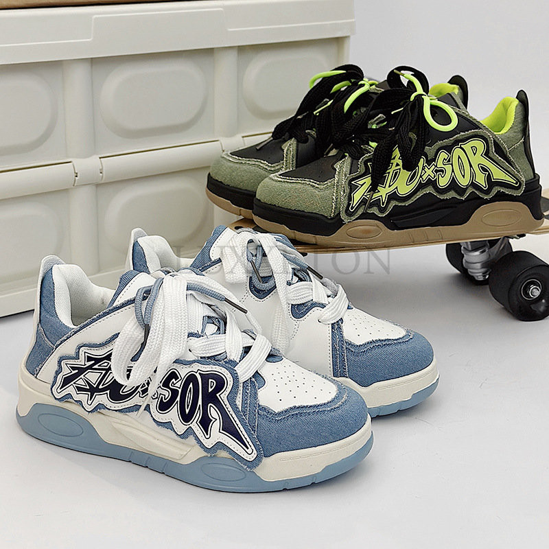 Meeste disainjalatsid Kaubamärk Chunky tossud Kahevärvilised nööriga vabaajajalatsid meestele Moetudeng Vulcanized Zapatillas Hombre