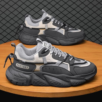 Летни мъжки обувки Мрежести дишащи спортни обувки Trend Lace Up Board Sneakers Platform Casual Running Dad Shoes Zapatillas Hombre