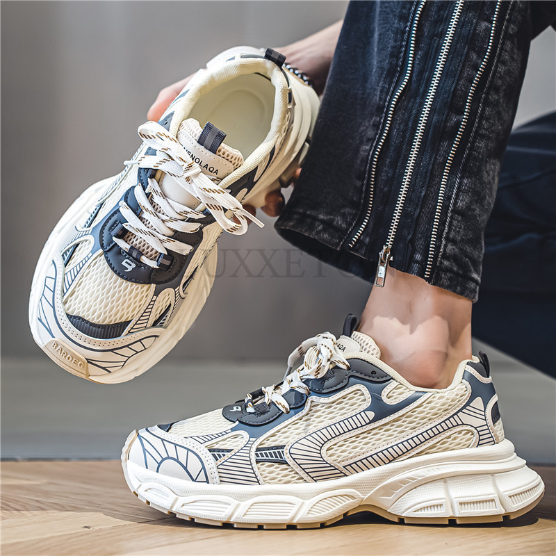 Sieviešu luksusa chunky kedas Tīkla elpojoši apavi vīriešiem Sporta skriešana Athletic Ladies Fitness Vulcanize apavi