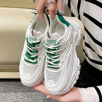 Обувки за жени 2023 г. Чисто плътни НОВИ дамски вулканизирани обувки с връзки Летни дамски маратонки Мрежести маратонки Zapatillas De Mujer