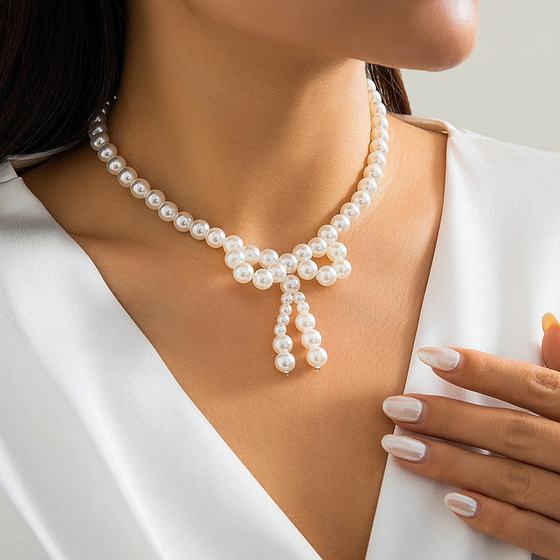 PuRui Creative Imitation Pearl Black akrüülhelmed koos Bowknot võlukaelakeega naiste rangluu kett Choker ehe peokink