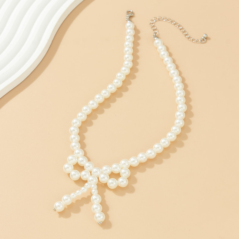 PuRui Creative Imitation Pearl Black akrüülhelmed koos Bowknot võlukaelakeega naiste rangluu kett Choker ehe peokink