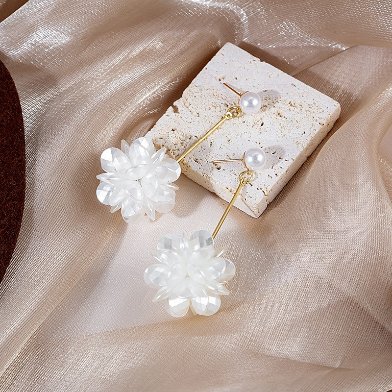 Suvised pikad lillelised kõrvarõngad Käsitsi valmistatud pärlitest helmestega korea mood läikivad kõrvarõngad armsad ehted