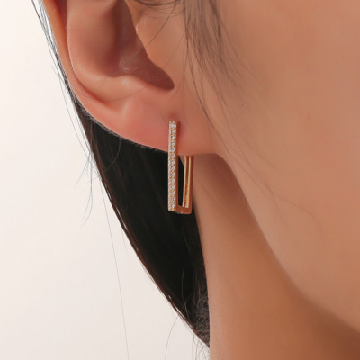 Modes paziņojums Auskars Retro mikro inkrustēts cirkona ģeometriski auskari saspraudes saites Auskaru kulonu rotaslietas aksesuāri