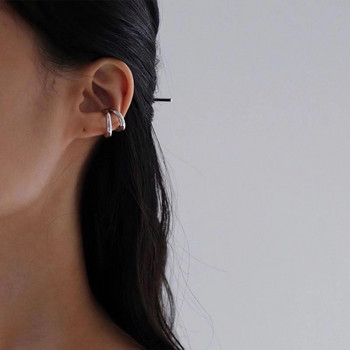 Fake Piercing Earcuff Διπλός κύκλος Ear Cuff Faux σκουλαρίκια για γυναίκες Ανδρικά Hiphop Vintage μανσέτες Earclips Αξεσουάρ Κορεατική Fashio