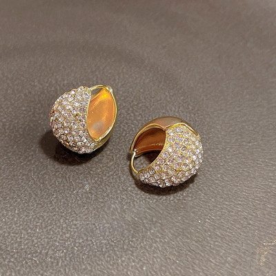 Πολυτελή σκουλαρίκια από ανοξείδωτο ατσάλι Smooth Star Ζιργκόν Σκουλαρίκια για κορίτσια Metal Chunky Sun Rhinestone Ear Buckle Punk Y2K Jewelry