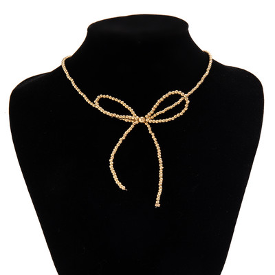 PuRui Μινιμαλιστικό Ακρυλικό Κολιέ με Χάντρες Σπόρους για Γυναικεία Χειροποίητο Ύφανση Bowknot Charm Choker Girls Party Jewelry Y2K New