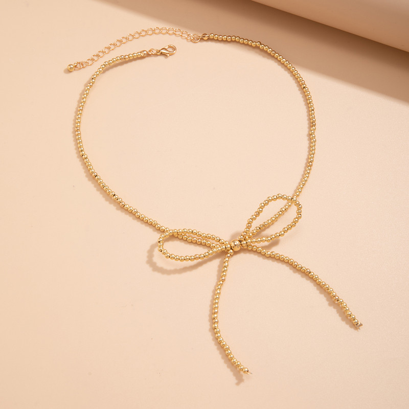 PuRui Μινιμαλιστικό Ακρυλικό Κολιέ με Χάντρες Σπόρους για Γυναικεία Χειροποίητο Ύφανση Bowknot Charm Choker Girls Party Jewelry Y2K New