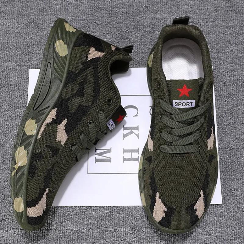 Meeste kamuflaažiga vabaaja tossud kerged mugavad paeltega ümmarguse peaga hingavad mugavad libisemiskindlad spordijalatsid