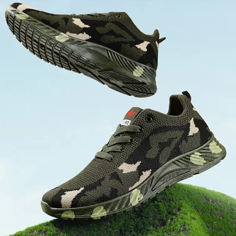 Meeste kamuflaažiga vabaaja tossud kerged mugavad paeltega ümmarguse peaga hingavad mugavad libisemiskindlad spordijalatsid
