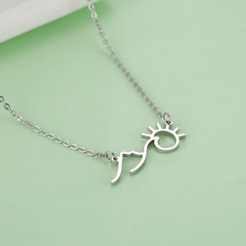 Skyrim naiste roostevabast terasest päikeselaine ripats kaelakee Mountain Sunrise Sunset looduslik kaelakett päikesepaiste ehteid