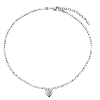 2 mm tenisa ķēdes kaklarotas sievietēm, sudraba zelta krāsa, nerūsējošā tērauda apledojuma kakla ķēde sievietēm, modes rotaslietas, 2024. gada