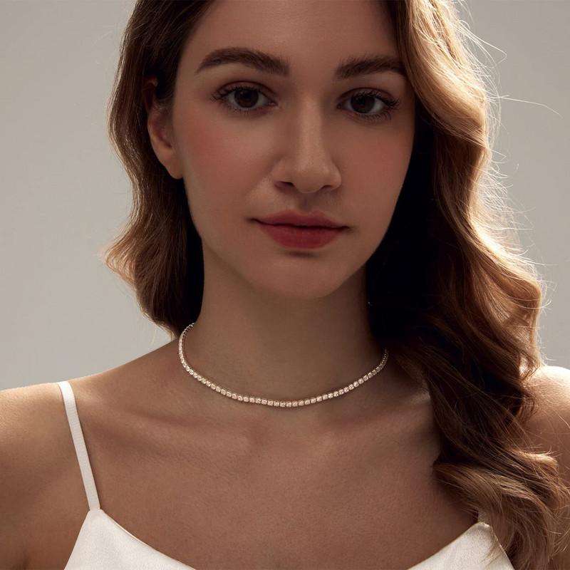2 mm tenisa ķēdes kaklarotas sievietēm, sudraba zelta krāsa, nerūsējošā tērauda apledojuma kakla ķēde sievietēm, modes rotaslietas, 2024. gada