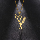 Amaxeri peened käärid kaelakeed roostevabast terasest juuksuri tööriistad kaelakee kaelakee kullavärvi naiste igapäevaseks kandmiseks peoehted