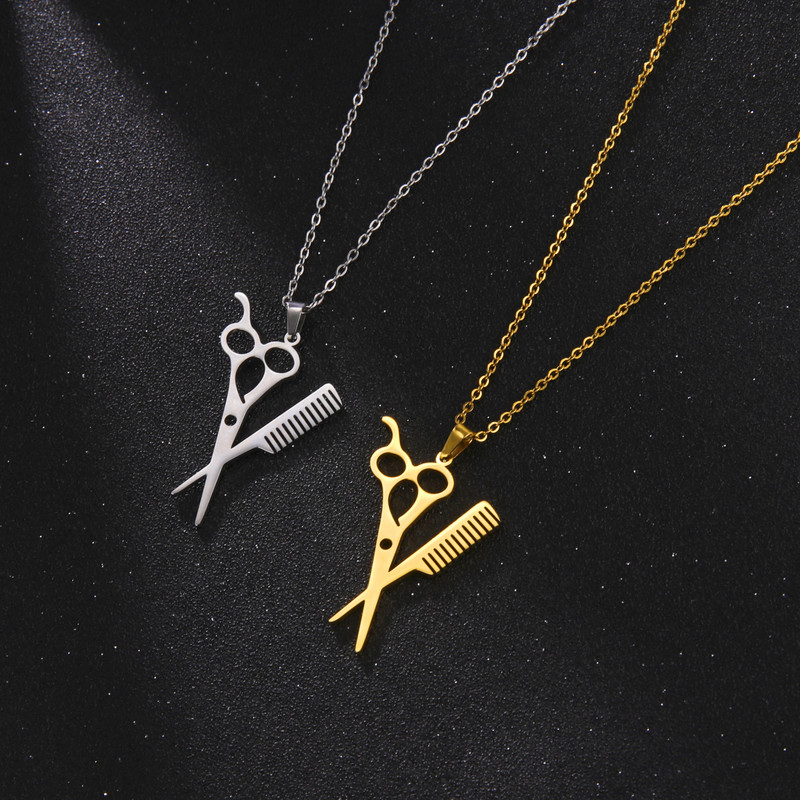 Amaxeri peened käärid kaelakeed roostevabast terasest juuksuri tööriistad kaelakee kaelakee kullavärvi naiste igapäevaseks kandmiseks peoehted